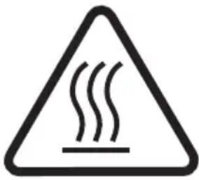 Warning sign depicting steam rising inside a triangle, indicating heat hazard