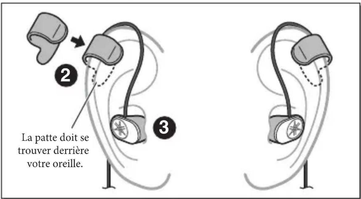 La patte doit se trouver derrière votre oreille.