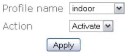Profile name indoor Action Activate Apply