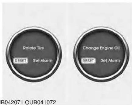 Rotate Tire RESET Set Alarm Charge Engine Oil RESET Set Alarm B042071 OUB041072