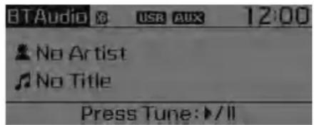 BTAudio USB AUX 12:00 No Artist No Title Press Tune: ▶/ll