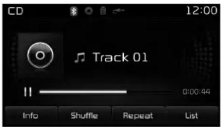 CD 12:00 Track 01 0:00:44 Info Shuffle Repeat List