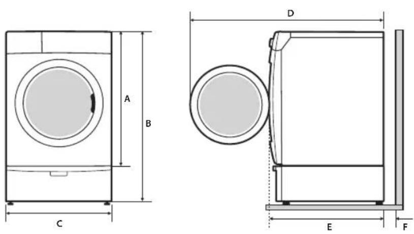 SAMSUNG DV42H5400GW - Installation with pedestal - 1
