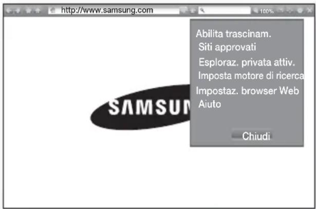 Abilita trascinam. Siti approvati Esploraz. privata attiv. Imposta motore di ricerca Impostaz. browser Web Aiuto Chiudi