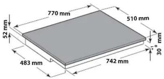 52 mm 770 mm 510 mm 483 mm 742 mm 30° +1 mm