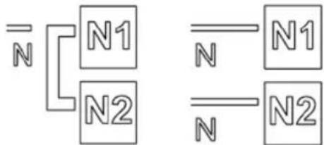 graph TD A["¬N"] --> B["N1"] A --> C["N2"] D["¬N"] --> E["N1"] D --> F["N2"]