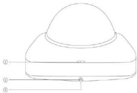 Technical diagram of a dome-shaped device with numbered labels pointing to its components.