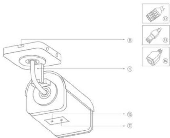 Technical diagram of a mechanical device with numbered components and exploded view labels