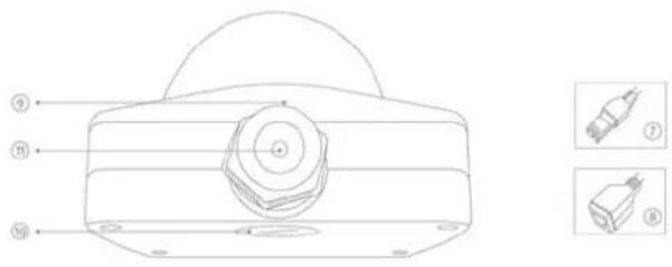 Technical diagram of a mechanical component with numbered parts and corresponding close-up views labeled ①, ②, and ③.