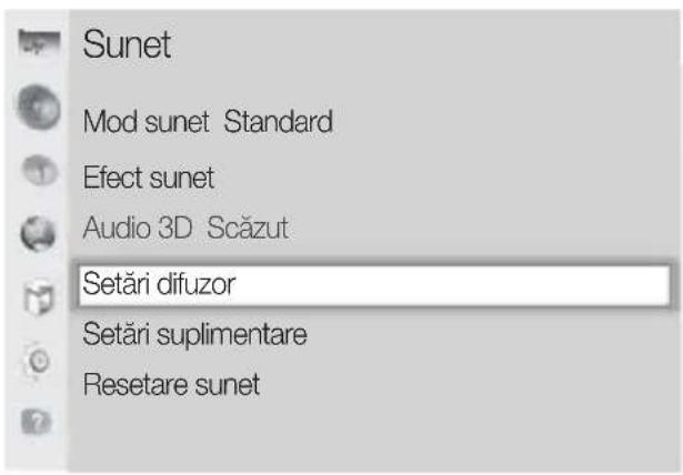 Sunet Mod sunet Standard Efect sunet Audio 3D Scăzut Setări difuzor Setări suplimentare Resetare sunet