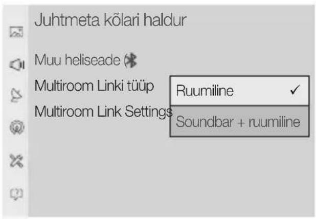 Juhtmeta kölari haldur Muu heliseade * Multiroom Linki tüüp Ruumiline ✓ Multiroom Link Settings Soundbar + ruumiline