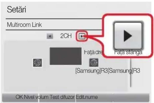 Setări Multiroom Link 2CH Față dre Față stânga [Samsung]R3[Samsung]R3 OK Nivel volum Test difuzor Edit.nume