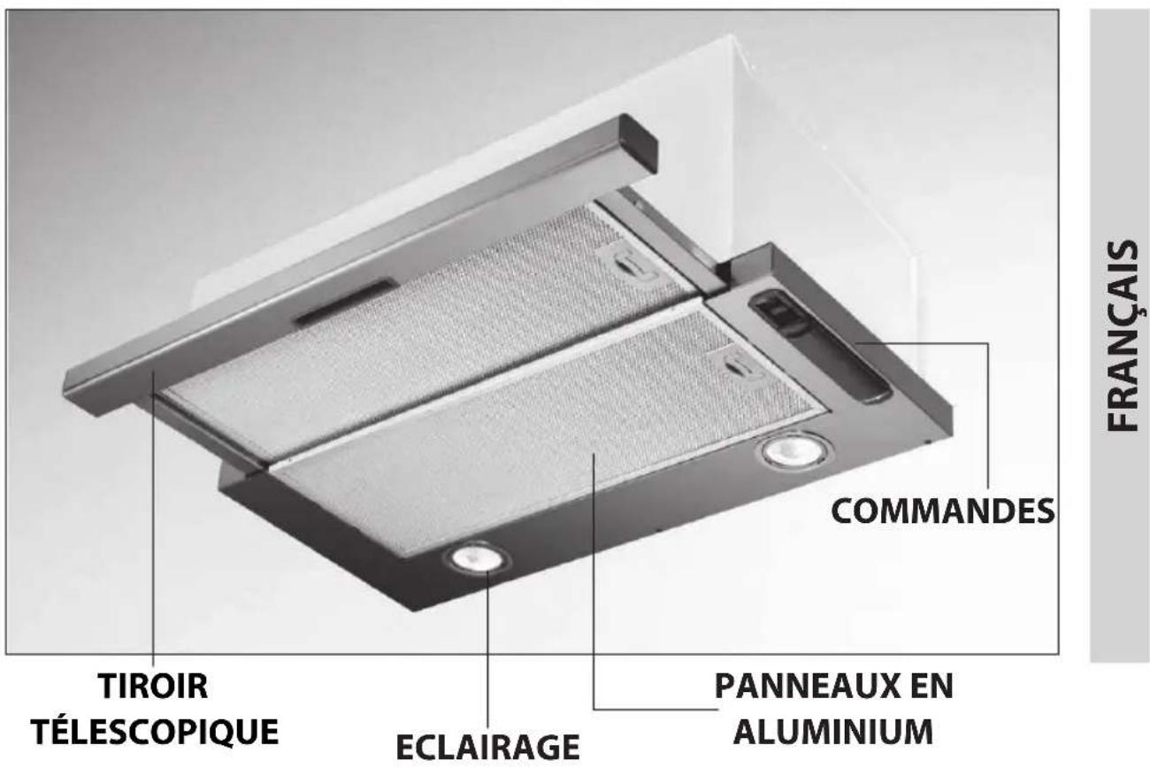 TIROIR TÉLESCOPIQUE ECLAIRAGE COMMANDES PANNEAUX EN ALUMINIUM FRANÇAIS