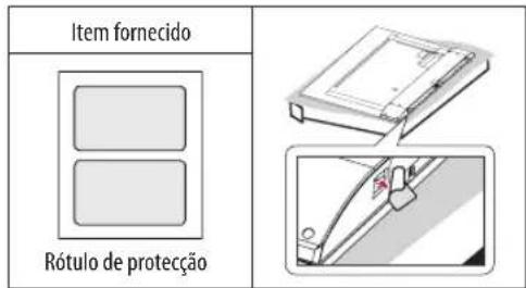 Item fornecido Rótulo de protecção