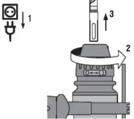 Diagram illustrating a mechanical assembly with labeled parts and directional arrows indicating motion or movement.