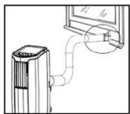 Diagram showing a car air conditioner connected to a wall-mounted device (no text or symbols present)