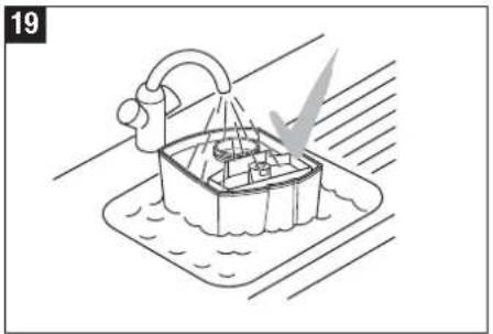 Simple line drawing of a water fountain with a handle and spray, no text or symbols present