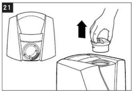 Illustration of a hand inserting a small object into a device, showing the process from top to bottom (no text or symbols)