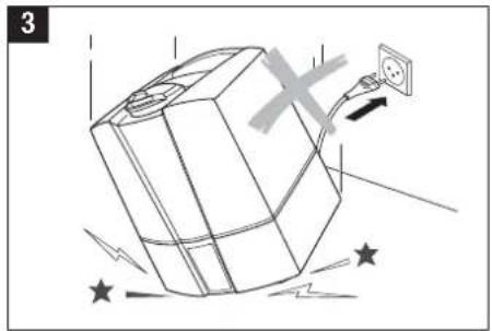 Diagram of a mechanical device with an electrical outlet and star symbols, no readable text or labels