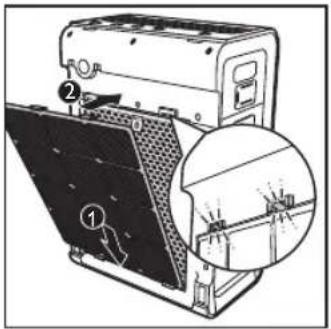 Technical diagram of a device with labeled components and an inset close-up showing internal structure details.