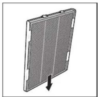 Diagram of a solar panel with a downward arrow indicating compression or dislocation (no text or symbols present)