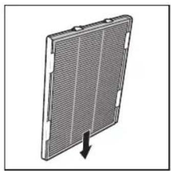 Diagram of a solar panel with a downward arrow indicating compression or dislocation (no text or symbols present)