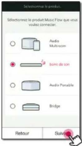 Sélectionnez le produit. Sélectionnez le produit Music Flow que vous voulez connecter. Audio Multimédia Barre de son Audio Portable Bridge Retour Suivant