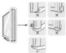 Diagram illustrating a device with hand positioning and corresponding close-ups of the screen, plus a magnified view of the screen's interior.