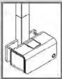 Technical line drawing of a mechanical component with vertical supports and a base (no text or symbols).