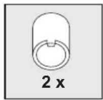 Simple line drawing of a cylindrical object with a circular hole and the label '2 x' below (no other text or symbols)