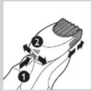 Diagram showing two labeled parts (1 and 2) with directional arrows indicating movement or flow, possibly illustrating a physical or mechanical process.