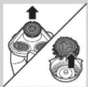 Diagram showing two mechanical components with arrows indicating direction.