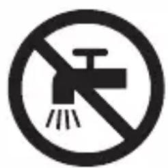 No sign depicting a faucet with a diagonal line and a diagonal line, crossed out by a diagonal line (no text or symbols).