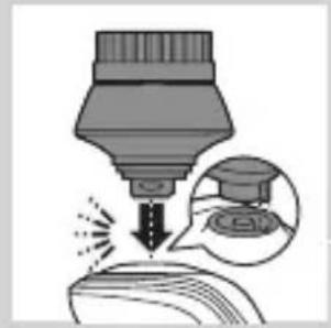 Illustration of a dropper tip dispensing liquid into a container, with an inset showing a magnified view of the dropper's tip (no text or symbols present)