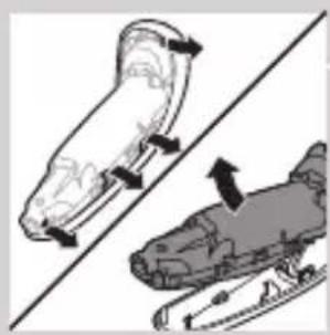 Two illustrations of a scooter with directional arrows indicating motion.