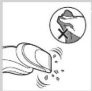 Illustration of a hand blowing bubbles with a magnified circular inset showing a hand holding a rock (no text or symbols)