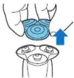 Diagram illustrating hand placement with a blue arrow indicating direction, showing finger placement on a circular object.