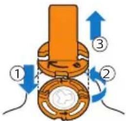 Diagram illustrating a mechanical or electrical device with labeled components and directional arrows indicating motion or movement.