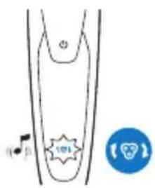 Diagram showing a musical note symbol with a starburst icon and a blue circular icon containing a face symbol.