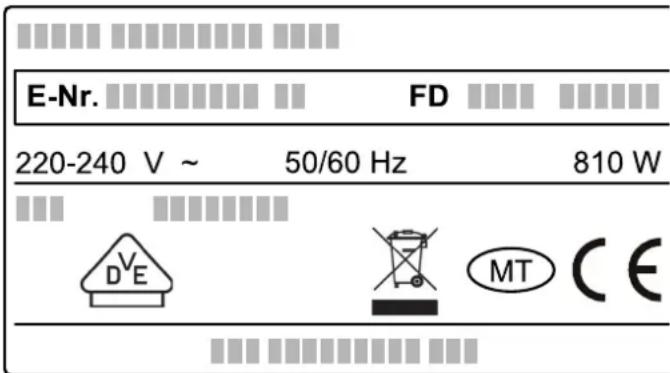 E-Nr. FD 220-240 V ~ 50/60 Hz 810 W DE MT CE