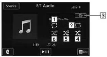 Source BT Audio R 1 /Shuffle 2 6 5 4 1:39 26 3 8 11 List