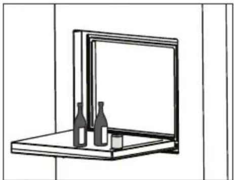 Simple line drawing of a wall-mounted monitor with bottles and a small container (no text or symbols).