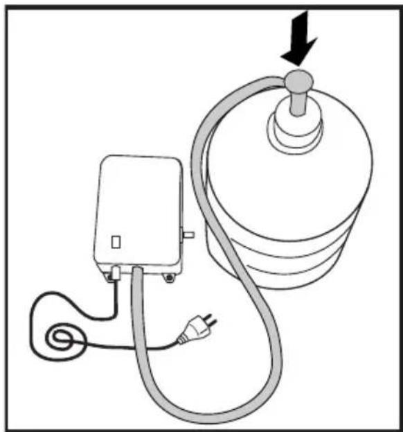 Diagram of a medical or electrical device with a bulb, plug, and cable (no text or symbols)