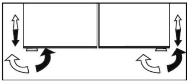 Diagram showing two rectangular panels with directional arrows indicating movement or force, no text or symbols present.