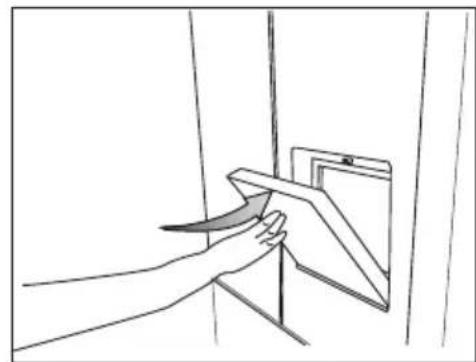 Line drawing of a hand holding a knife to clean or install a flatboard (no text or symbols).