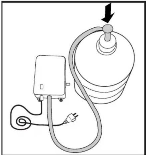 Diagram of a medical or electrical device with a bulb, plug, and cable (no text or symbols)
