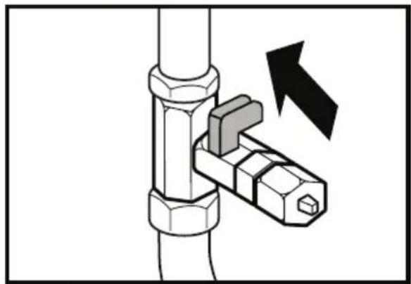 Mechanical assembly diagram showing a bolt and connector with an arrow indicating direction (no text or symbols).