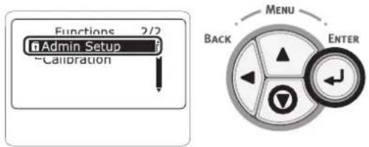 Functions 2/2 Admin Setup Calibration Menu BACK ENTER
