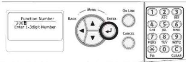 Function Number 200 Enter 1-3digit Number Menu ON LINE BACK ENTER CANCEL 1 2 3 ABC DEF 4 5 6 GHI JKL MNO 7 8 9 PQRS TUV WXYZ × 0 C Fn CLEAR