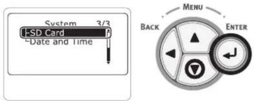 System 3/3 F-SD Card Date and Time MENU BACK ENTER